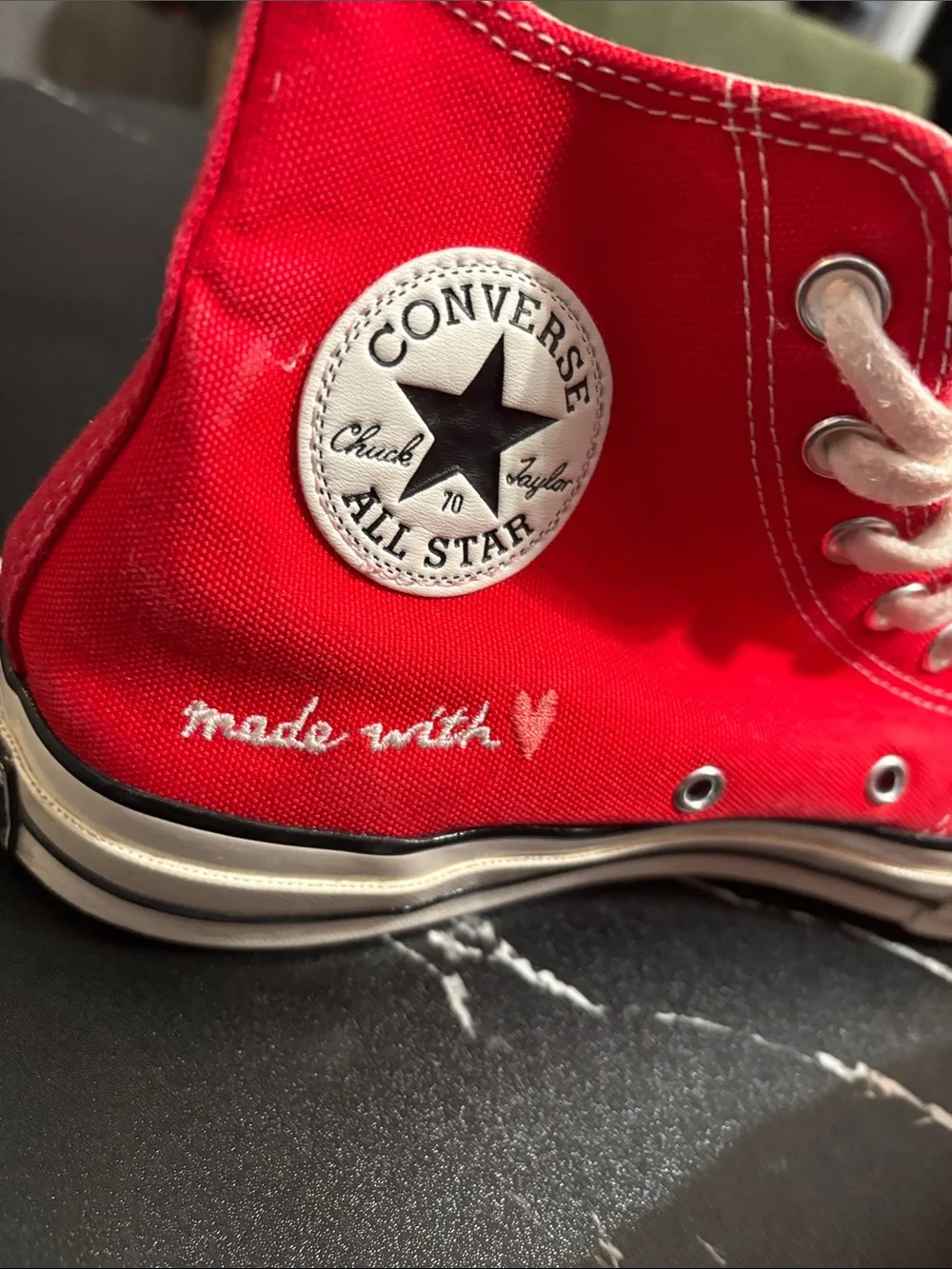 Converse Red High-Top Canvas Sneakers with White Accents - Picture 4 of 6